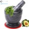 Mortar and Pestle Marble Set for Spices Pestos Seasonings Pastes Guacamole Bowl Herb Grinder Easy to Clean Included:Silicone Mat,Brush,Stainless Steel Spoon 11cm(4.33) (Small,Black Gray)