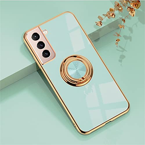 Jacyren Hülle für Samsung Galaxy S20 FE, 360° Halter Ständer Ring Silikon Stoßfeste Schutzhülle, Ultradünn Magnetische KFZ-Halterung, Light Cyan