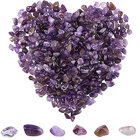 SUNNYCLUE 400 Stück Amethyst-Chips-Perlen 5-8 mm Lange Amethyst-Kristallsplitter Mit Löchern Unregelmäßige Chips Steinperlen Halbedelsteine Für DIY-Schmuckherstellung Armband Halskette