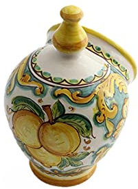ILAB Saliera in ceramica decorata a mano da ceramisti siciliani di Santo Stefano di Camastra limoni art 15