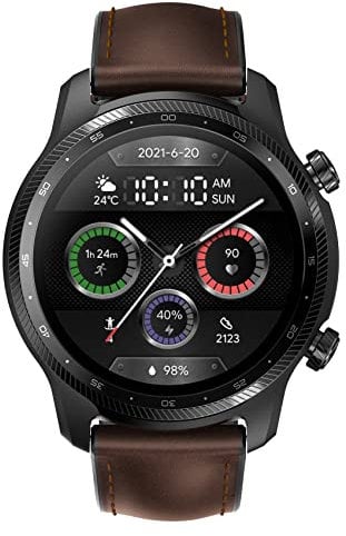 Ticwatch Pro 3 Ultra 4G WH11013 LTE Smartwatch with Vodafone OneNumber and Orange eSIM Qualcomm and Mobvoi Dual Wear OS blood oxygen detection processor system, black screen