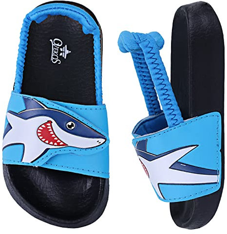 Youecci Ciabatte da Spiaggia per Bambini Pantofole da Bagno per Ragazzi Ragazze Scarpe da Piscina Estive da Spiaggia Sandali Unisex per Interni All'aperto Squalo Blu 27 EU