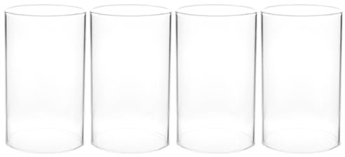 HOMSFOU Glaszylinder Für Kerzen 4 Stücke Teelicht Kerzenhalter Winddichte Cup Kuppel Für Teelicht 8X10cm