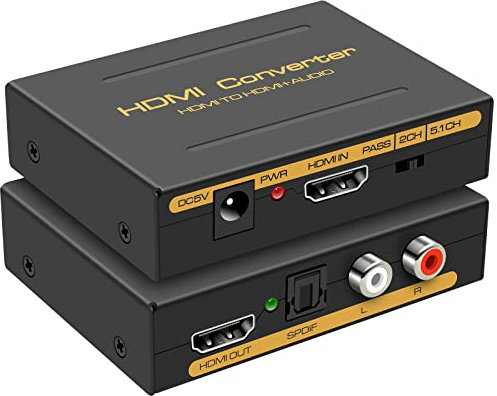HDMI Audio Extractor Optisch Adapter HDMI Audio Splitter Konverter Cinch L/R Stereo Ausgang unterstützt 4K30Hz PCM für PS5 PS4 Xbox Monitor