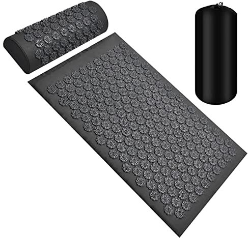 Luckxing Akupressur Set Akupressurmatte Mit Kissen Für Eine Wohltuende Entspannung Und Massage Zur Linderung Der Rückenschmerzen Kopf-Nackenschmerzen, Stimulierte Energiepunkte Zu Hause, Büro, Reisen