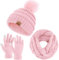 URATOT Warmes Strickset für den Winter, Beanie mit Bommel, Mütze, Schals, Wintergesichtsschutz, Touchscreen-Handschuhe, Schal-Set für Herren und Damen, Helles Pink, Medium