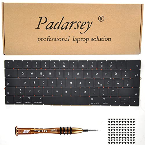 Pardarsey Ersatz Deutsch QWERTZ Tastatur Kompatibel für MacBook Pro13 A1706 15 A1707 2016 2017 mit 80 Schrauben Schraubenzieher
