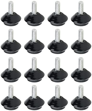 WDONAY Lot de 16 pieds de meubles réglables M6 pivotants, pieds de nivellement pour table, chaise, angle réglable, noir