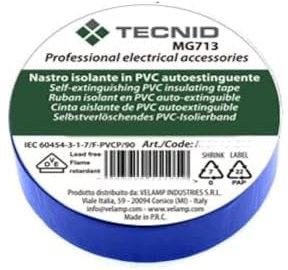 TECNID Nastro isolante in PVC, spessore 0,13mm, 15mm x 10m. Blu