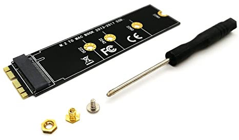 Scheda adattatore M.2 NVME SSD, NGFF M.2 NGFF M-Key AHCI SSD per aggiornamento MacBook Air Pro Retina (anno 2013-2017), kit SSD Sensico NVME/AHCI per A1465 A1466 A1398 A1502 (nero)