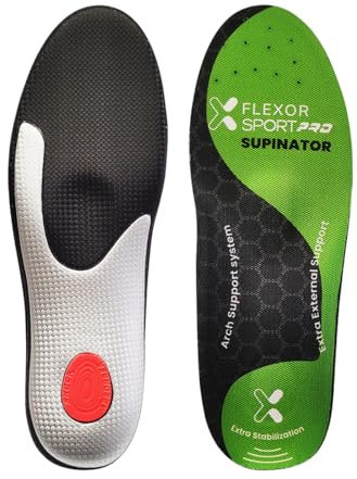 Plantillas Pro Trail Running para pie supinador | Alivia el dolor | Soporte en arco plantar | Talones con absorción de impacto | Protege rodilla y espalda | Flexor - Talla 42 Verde