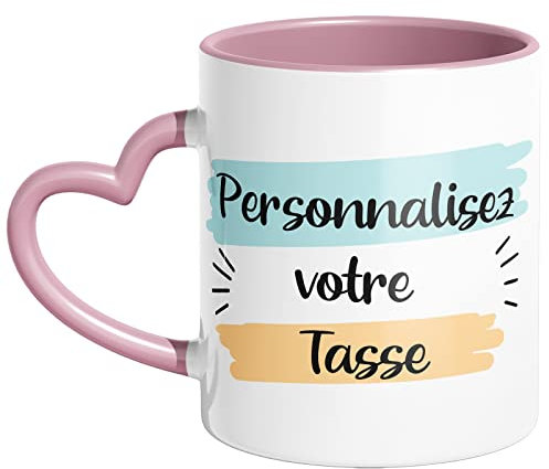 Woopers Tazza con Manico a Cuore Rosa Personalizzata con 1 o 2 Foto e Scritte. Regalo Festa della Mamma