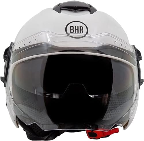 BHR Casco Jet Doppia Visiera 830 FLASH, Casco Scooter Omologato ECE 22.06, Casco Moto Jet Leggero & Confortevole con Visiera Interna Parasole, Bianco, XS