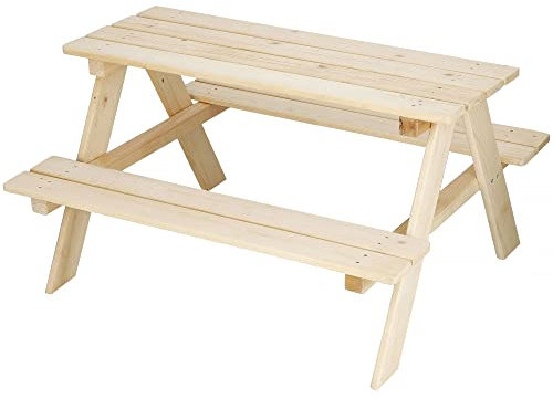 SPRINGOS Gartentisch 2 in 1 Kinder-Picknick-Tisch 90 x 79 x 50 cm Massivholz Gruppensitzbank Picknickgartentisch