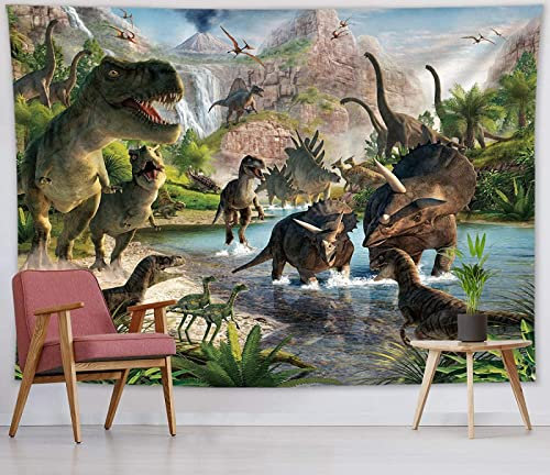 Fototapete 3D Effekt Tapete Dinosaurier Vulkane 3D Tapeten Wandbilder Wohnzimmer Schlafzimmer Kinderzimmer Dekoration Wanddeko