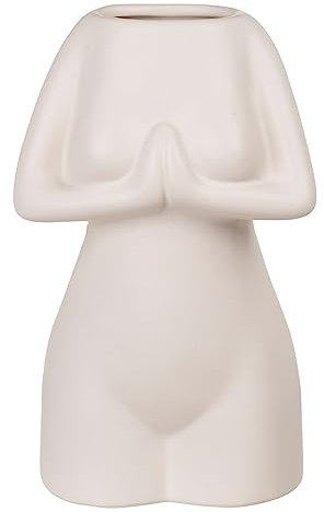 ReWu Vase Blumenvase Womens Body Weiß Keramikvase Körper-Blumenvase 500 ml Wohndekoration Tischdekoration Dekorativ Dekoration 11 x 9 x 18 cm