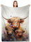SARA NELL Hochland-Kuh-Decke, niedliche Hochland-Kuh-Familien-Flanell-Überwurfdecke, Aquarell-Blumen-und Kuh-Druck-Decken, Highland-Kuh-Geschenke für Frauen, Männer, Mädchen, Highland-Kuh-Dekor, 152,4
