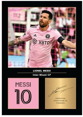 Icons Wall Art Lionel Messi Signed A4 Printed Photo Picture Display Gift For Miami and Argentina Fans Digitally Reproduced Signature Unframed
