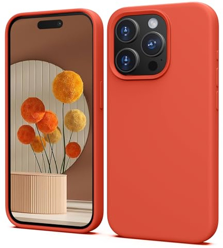TIIXXA Silicone Case for iPhone 15 Pro Case, Soft Ultra Slim Protective Shockproof Liquid Silicone Phone Case, Anti-Scratch Microfiber Lining, 6.1 Apricot