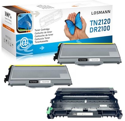 LOSMANN 2X Toner und 1x Trommel kompatibel für Brother TN2120 DR2100 für Brother DCP-7030 DCP-7040 DCP-7045N HL-2140 HL-2150N HL-2170 HL-2170W MFC-7320 MFC-7340 MFC-7440N MFC-7840W (3 Pack)