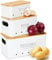 Otauoaea Boite Pomme de Terre - Lot de 3 Rangement Pomme de Terre - Boite Oignon - Boite Ail - Conservation Pomme de Terre avec Couvercle en Bambou - Boite Rangement Cuisine - Blanc