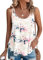 WNEEDU Tops sans Manches débardeur d’été Femmes Gilet de Cou Chemisiers décontractés lâches Chemises pour Femmes Gilets pour Dames Chemise Caraco débardeurs de Base Fleur Blanche et Rose XL