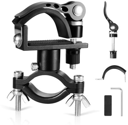 Mioyow - Soporte para linterna de bicicleta, ajustable diámetro de la antorcha bicicleta giratoria 360° clip lámpara antorcha bicicleta soporte de fijación para bicicleta moto