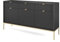 BETTSO - Nova KSZ-154 - Kommode - Schminktisch - Komodenschrank - 83 cm hoch, 154 breit - 3 Schubladen, Geriffelt - für Wohnzimmer - Modern, Glamour - Schwarz - mit goldenen Griffen und Beinen