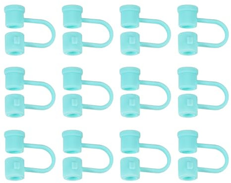 sourcing map 12 tapas de pajita, cubierta de silicona azul cielo para pajitas de 8 mm de diámetro exterior, puntas reutilizables a prueba de polvo