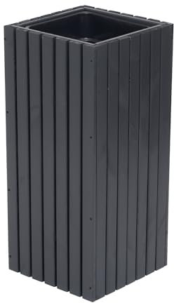 HOMERZO Jardinière pour l'intérieur et l'extérieur - En bois avec insert en plastique - 18 l - Pot de fleurs carré pour balcon ou terrasse (36 x 36 cm x 80 cm)