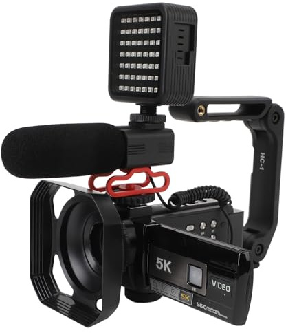 Jectse 5K Video Camera Camcorder, 56MP WiFi Digital Camcorder with 18X Digital Zoom, IR Night Vision, 3'' Touch Screen Anti Shake Handheld Vlogging Camera with Fill Light Remote Control