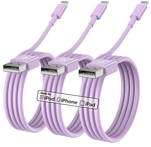 Apple MFi Certified iPhone Lightning to USB Cable - 3Pack, 1Meter, Fast Charging for iPhone 13/12/11 Pro/11/XS MAX/XR/8/7/6s/6/5S/SE iPad - Original Purple