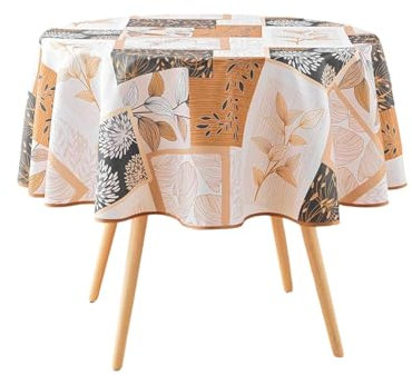 Douceur d'Intérieur Nappe Ronde (Ø 180 cm) Faya Naturel, Polyester Imprimé