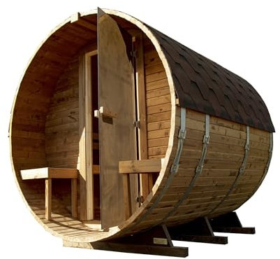 Fass-Sauna, Fasssauna, Außensauna, 220 x 240 x 240 cm, DIY SaunaWoods