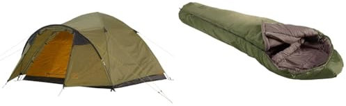 Grand Canyon Topeka 3 - Kuppelzelt für 3 Personen & Fairbanks 190 Mumienschlafsack - Premium Schlafsack für Outdoor Camping - Limit -4° - Capulet Olive
