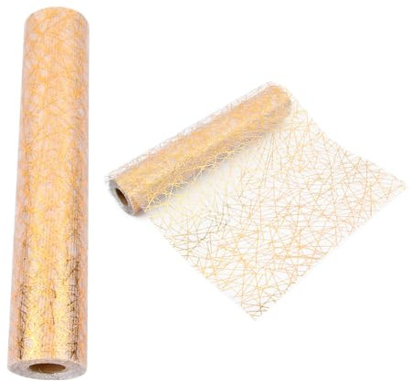 YILANJIN Tischläufer Gold 28CM x 10M, Tischband für Hochzeitsdeko Tisch, Tischläufer Rolle mit Goldfolie für Goldene Hochzeit Deko, Tischdeko für Geburtstage, Weihnachten und Spezielle Anlässe