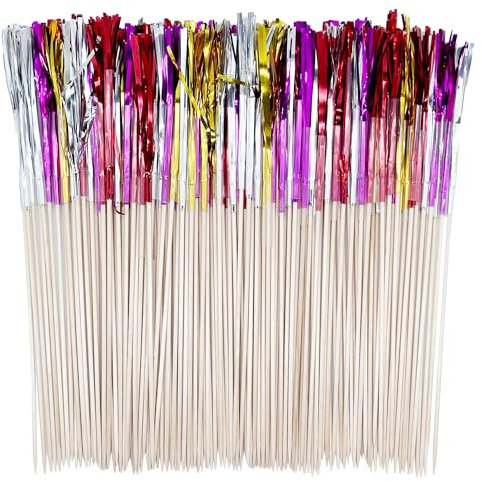 Allazone 200 Pz Fuochi D'artificio Stuzzicadenti, 23 cm Stuzzicadenti Decorativi per Cocktail, Cake Topper Cocktail Bevande Feste Decorazione per La Decorazione di Torte, Forniture per Feste