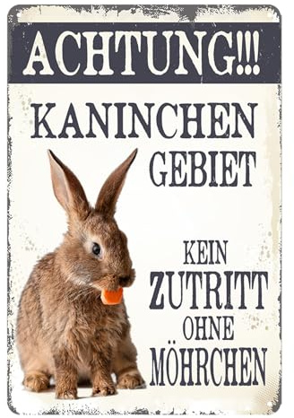 Achtung Blechschild-Kaninchen Kein Zutritt Schild 20x30cm | Achtung Metallschild Fun Retro Deko