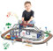JONRRYIN Kinder Eisenbahnschiene Zug Spielzeug Set, Autorennbahn Spielzeug mit Zug&Autobahnautos, für Kinder 5 6 7 8 10+Jahre Geschenk (84 Stück)
