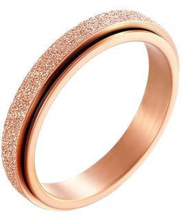 Ring Damen Rosegold, Verlobungsring Titan Spinner Ring Einfach Mattiert Breit 4mm Herren Schmuck Komfort Fit Größe 52 (16.6)