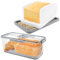 NIHUIFDPY Bread Bin and Bread Slicer Set for Homemade Breads, Width Adjustable Toast Slicer with Crumb Tray, Airtight Breads Storage Container with Time Recording and Lid for Sourdough Bagel Cake