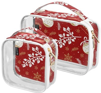 Kutsu Christmas Wishes – Lot de 2 Trousses de Toilette imperméables pour Homme et Femme, Organiseur de cosmétiques en PVC Transparent pour Voyage, Double Fermeture éclair, comme indiqué sur la Photo