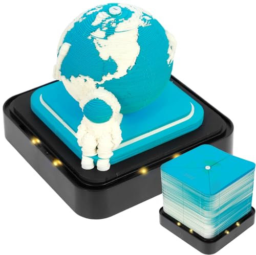 3D Kalender Abreißen 2025 365 Tage Schreibtischkalender mit Lichtern Sockel Verwenden Sie Kunstpapierskulpturen Time Piece Calendar für Kreative Geschenke zu Weihnachten (blaue Erde)