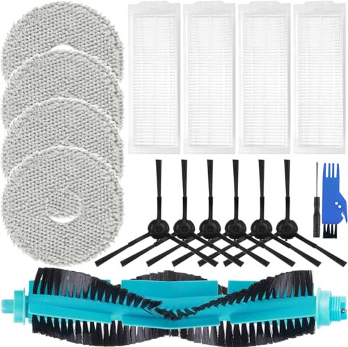 EATBALE Kit para Cecotec Conga 11090 Robot Aspirador Incluye 1 Cepillo Principal 6 Cepillos Laterales 4 Filtros Hepa 4 Paños de Mopa Piezas de Recambio Kit de Accesorios para Cepillos de Cantos