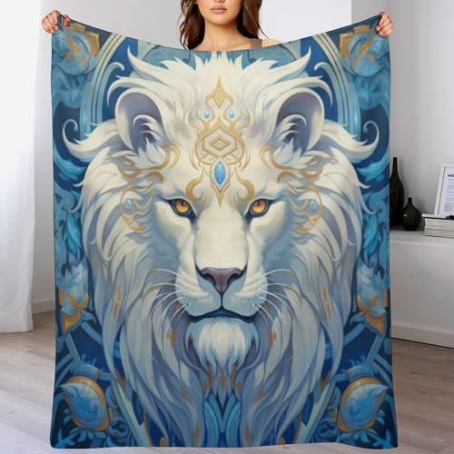 AAPZY Decke Löwe Decke Tagesdecke - Weiche Flannel Decke Mit Muster Sofadecke - Baumwolldecke Wohndecke Sofaüberwurf Bettüberwurf (180×200cm)