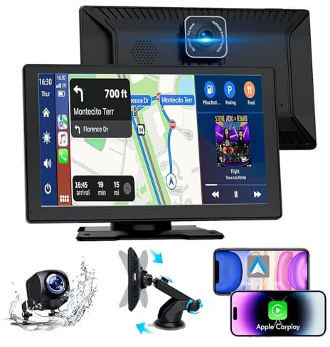 Carplay Display, 9 Apple carplay, Android Auto Display mit 1080P HD Rückfahrkamera & Frontkamera, GPS Navigation, Freisprecheinrichtung, Mirror Link, FM, Einfacher Einbau