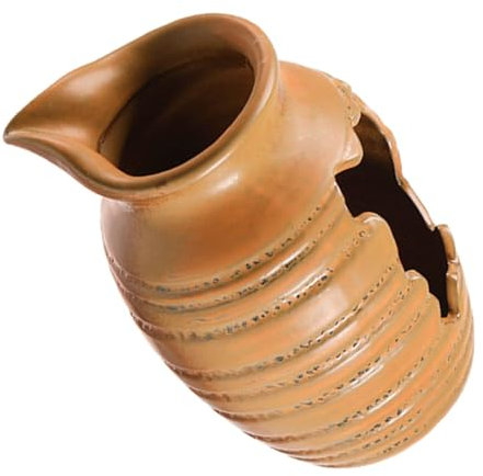 ABOOFAN Ceramic Fountain Decor Waterfall Jar Small Brown Open Top Circulating Jar for Balcony Garden Courtyard Landscape Decoration Indoor Outdoor