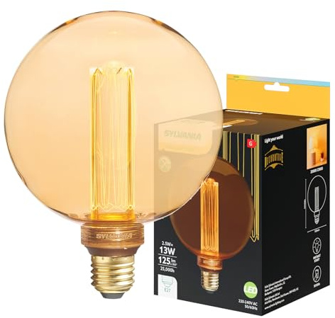 SYLVANIA E27 Vintage Glühbirne | Kugelform | Warmweiß 2000K | LED Deko Filament Lampe | Designerlampe für Wohnzimmer, Bars & Restaurants