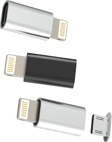 Micro USB Mutter auf Lightning Stecker Charger Adapter(3 Stück)für iPhone 14 13 12 Pro Max Android Ladekabel für Apple MFi Certified Lighting Ladegerät Daten Kabel Konverter für iPad aufladung Zubehör
