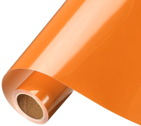 sourcing map Dark Orange Heat Transfer Vinyl, 12 Inch x 8ft Iron-on Vinyl Roll for Decal Cutting, Signs, Scrapbooking, DIY Craft, Home Decoration